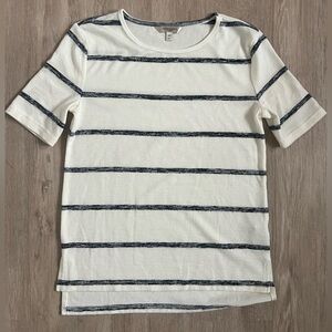 Banana Republic Cream and Navy Stripe Knit Boy Tee Top Luxspun